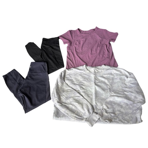 Lot of FOUR Lululemon Flawed Items: Short Sleeve Oversize Crew Fast Free Legging - Picture 1 of 16